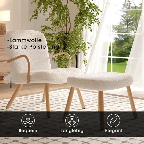 Fauteuil Avec Repose-pieds, Fauteuil De Lecture Moelleux, Dossier Haut Et Repose-pieds Pour Le Salon