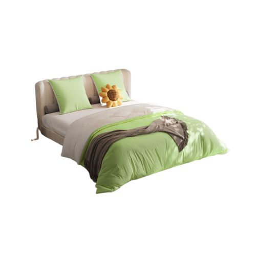 Parure De Lit 4 Pièces 160x200 Cm-housse De Couette,drap Housse,2 Taies D'oreiller-vert + Blanc