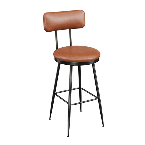 Lot De 4 Tabourets De Bar Avec Dossier Et Assise Rembourrée, En Cuir Pu, Hauteur 65 Cm, Brun