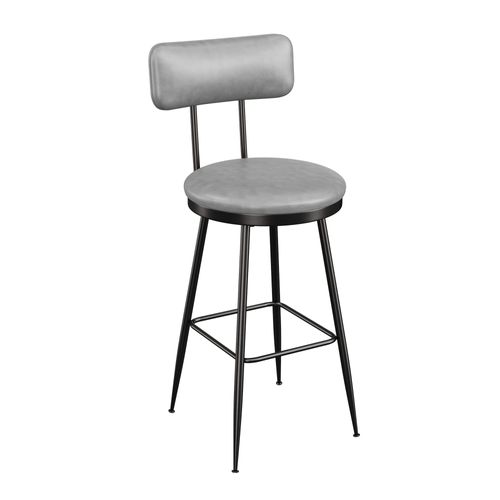 Lot De 4 Tabourets De Bar Avec Dossier Et Assise Rembourrée, En Cuir Pu, Hauteur 65 Cm, Gris