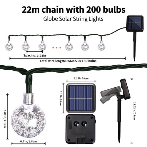 Guirlande Lumineuse Solaire De Jardin -200 LED