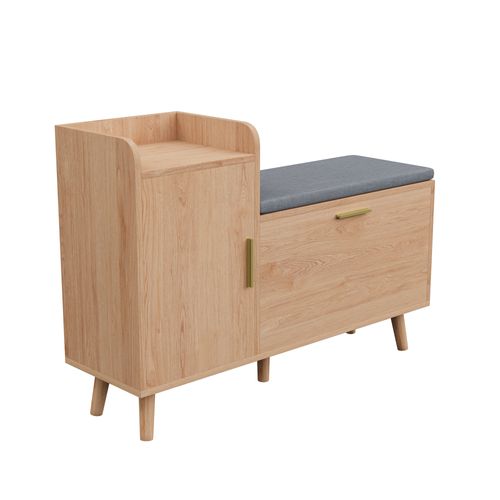 Meuble à Chaussures-avec 2 Compartiments-avec Séparateurs Réglables Et Coussins-adapté Aux Entrées