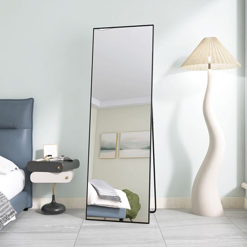 Miroir arqué pleine longueur, 162x53 cm, grand miroir incurvé sur pied, pleine longueur, montage mural, incliné, miroir de sol - Maison Miroir arqué pleine longueur, 162x53 cm, grand miroir incurvé sur pied, pleine longueur, montage mural, incliné, miroir de sol - Maison