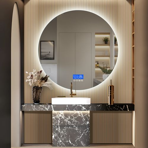 Miroir De Salle De Bain Éclairé à LED 100 Cm,fixation Murale,avec Lumière Tactile,dimmable,antibuée