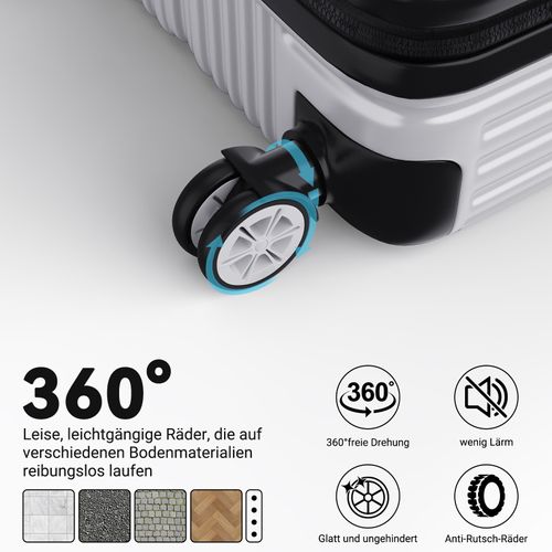 Ensemble De 3 Valises à 4 Roues, Serrure à Combinaison, Poignée Télescopique,blanc