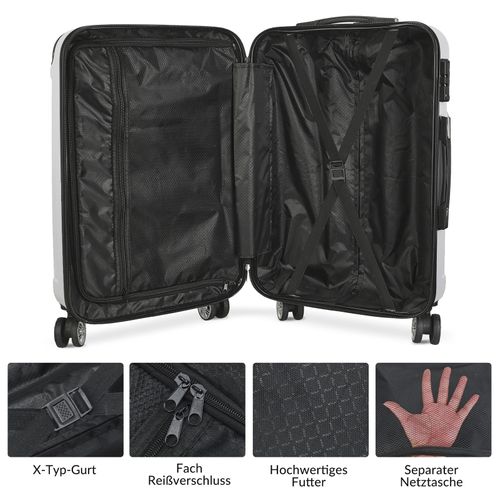 Ensemble De 3 Valises à 4 Roues, Serrure à Combinaison, Poignée Télescopique,blanc