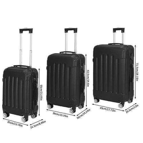3 Tailles De Bagages à Coque Rigide Avec Serrure à Combinaison, Roulettes Pivotantes à 360°