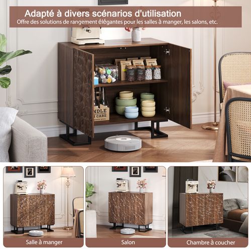 Buffet 80×40×78 Cm Avec 2 Portes - Marron