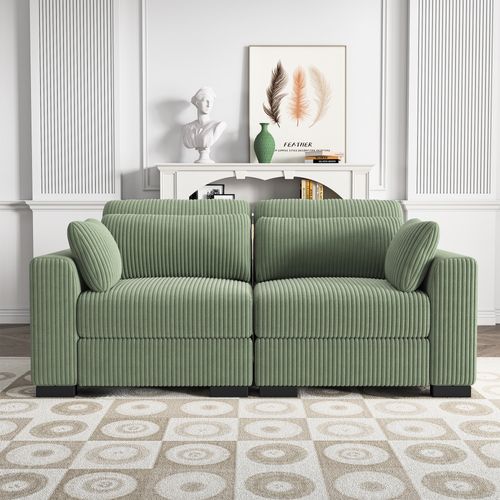 Canapé Deux Places Rembourré Avec Coussins Et Dossier Amovibles, Vert