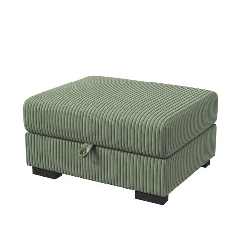 Pouf Avec Rangement En Velours Côtelé, 88 Cm, Vert