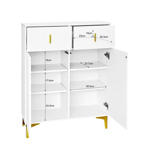 Buffet Élégant 83 Cm Avec 2 Tiroirs Et 2 Portes, Blanc