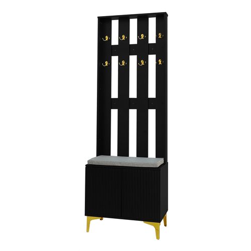 Vestiaire Avec Banc à Chaussures Et Coussin, Noir