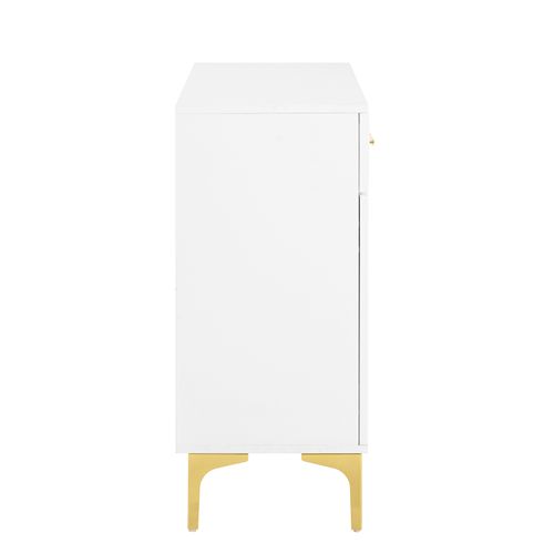 Buffet Moderne De 80 Cm Avec Deux Portes Et Deux Tiroirs, Blanc