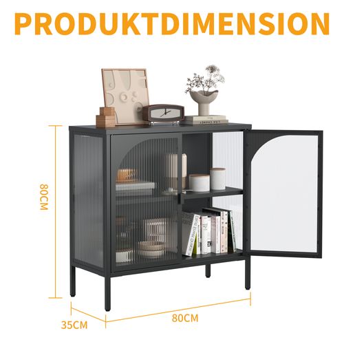 Buffet En Métal 80 Cm,rangement - 1 Étagères,porte Magnétique,verrouillage Anti-basculement,noir