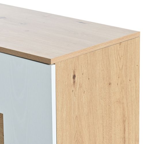 Buffet Moderne Avec Éclairage LED, 160x40x77cm, Avec 2 Portes Et 4 Tiroirs, Blanc