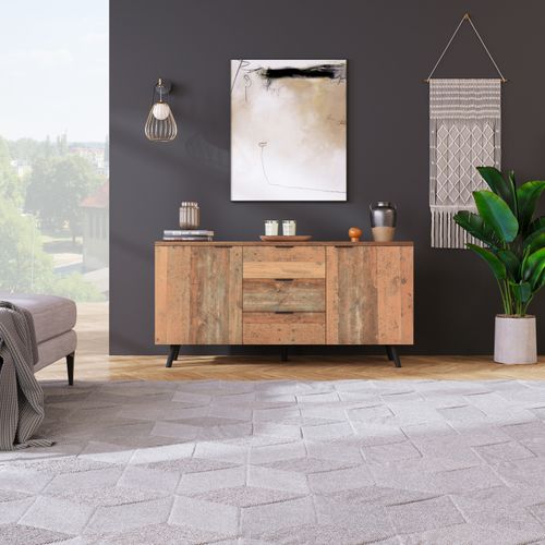 Buffet 140 Cm Avec Étagères Réglables Et Trois Tiroirs, Bois