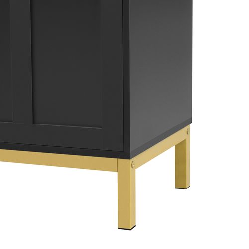 Buffet Élégant Avec 3 Portes Avec Plateau En Marbre, Noir