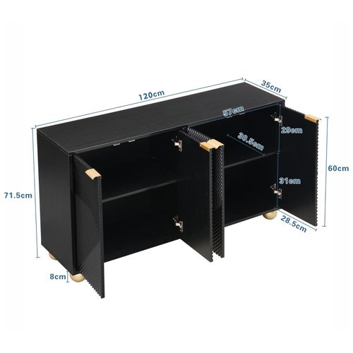 Buffet Avec 4 Portes 120x35x71,5 Cm - Noir