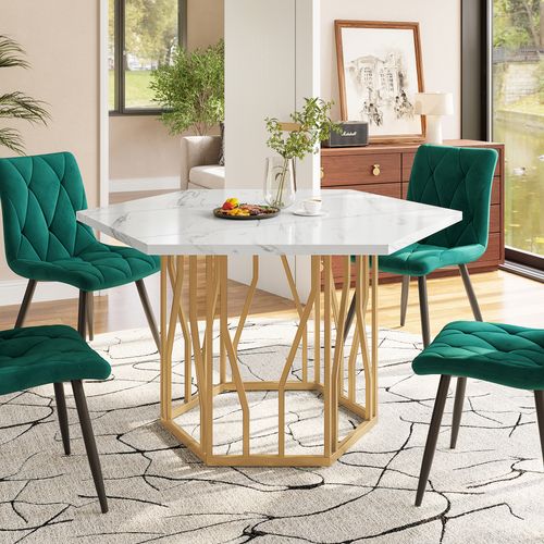 Table Hexagonale En MDF 115.5x110x75 Cm - Dorée