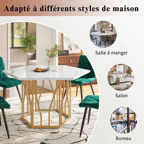 Table Hexagonale En MDF 115.5x110x75 Cm - Dorée
