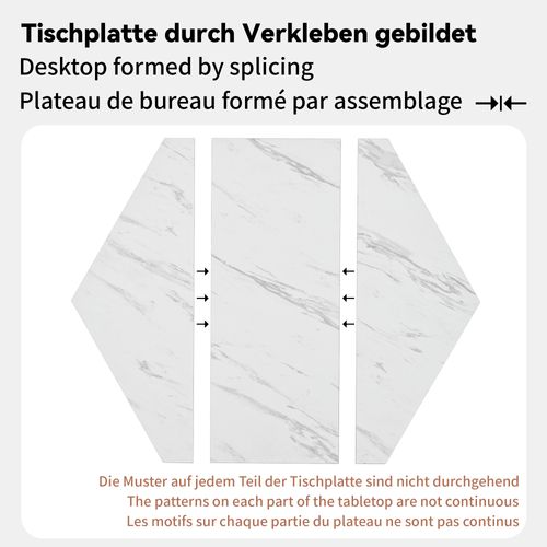 Table Hexagonale En MDF 115.5x110x75 Cm - Dorée