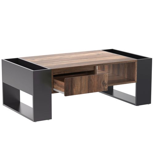 Table Basse Avec Tiroirs Sans Poignées, Bois