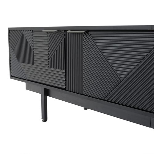 Meuble TV - Lignes Géométriques Noires - Moderne Et Simple - Avec Espace De Rangement 200x40x51cm