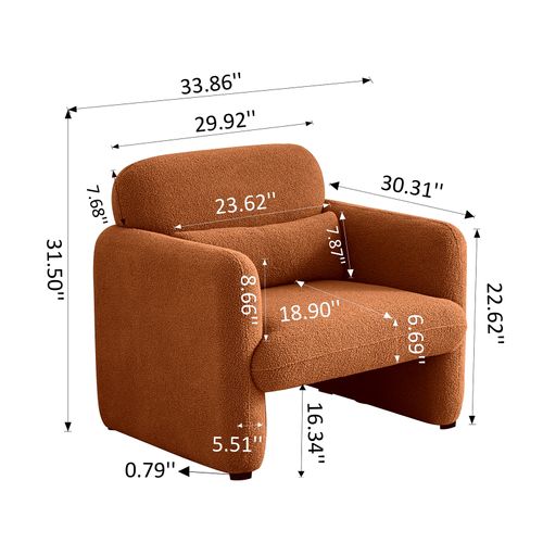 Fauteuil Fixe Avec Coussin En Tissu - Orange