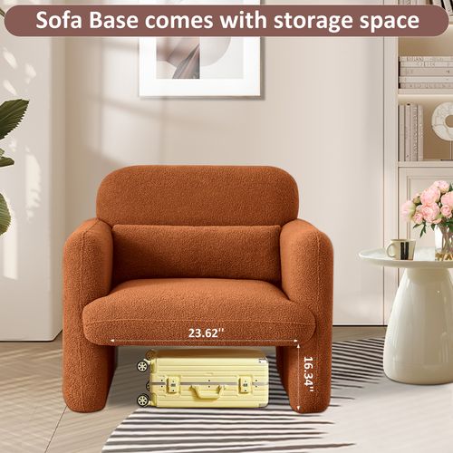 Fauteuil Fixe Avec Coussin En Tissu - Orange