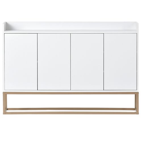 Buffet Contemporain Avec 4 Portes Sans Poignées, Blanc