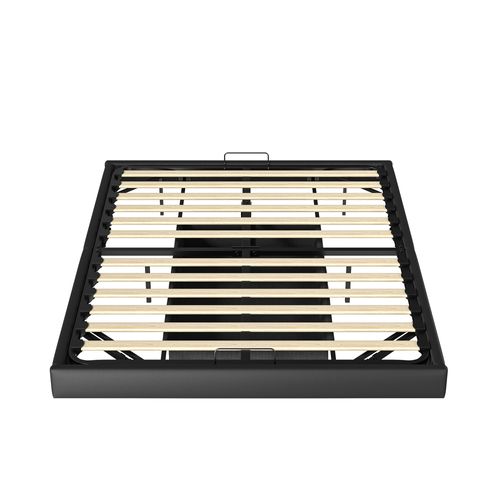 Lit Adulte 160x200 Cm, Design Flottant, Sans Tête De Lit, Avec Éclairage LED, Noir