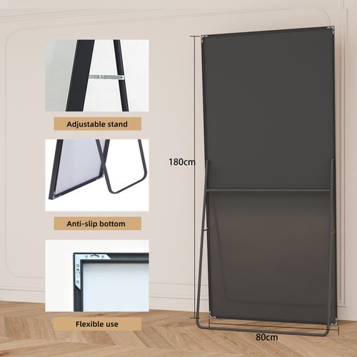 Miroir De Maquillage Rectangulaire Pleine Longueur 180 X 80 Cm, à Suspendre Ou à Poser, Noir.