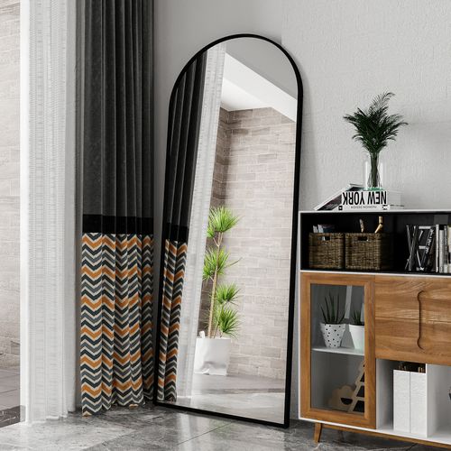 Grand Miroir Pleine Longueur 180x80cm, Peut Être Suspendu Ou Placé Indépendamment, Noir