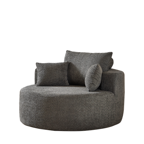 Fauteuil Moderne En Chenille Douce - Gris