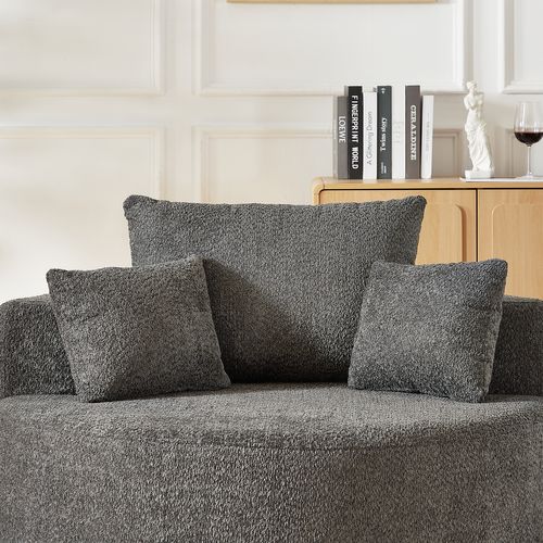 Fauteuil Moderne En Chenille Douce - Gris