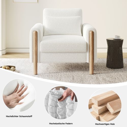 Fauteuil Moderne - Rembourrage Doux - Blanc