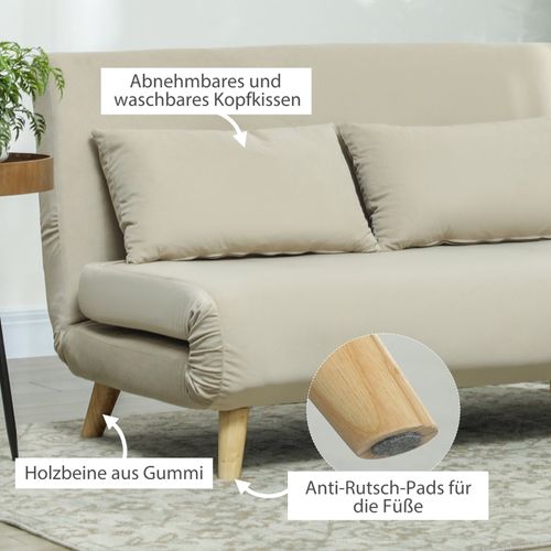 Canapé Convertible - Velours Beige