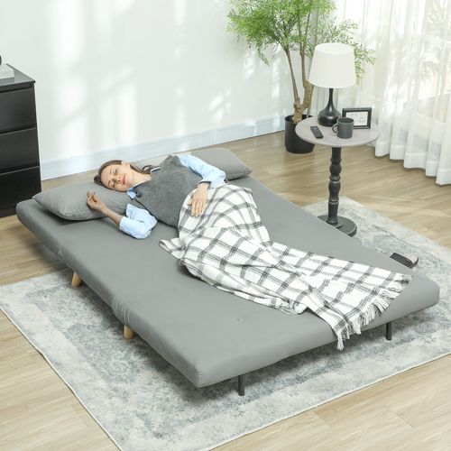 Canapé Convertible En Velours Gris