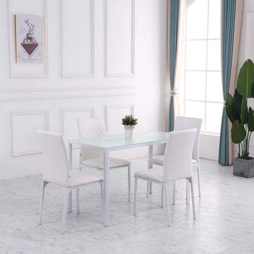 Ensemble 4 Chaises Design Moderne - Simili Cuir Blanc - Confort Repas