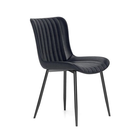 Lot De 4 Chaises De Salle à Manger En Simili Cuir - Design Moderne - Noir - Pour Cuisine