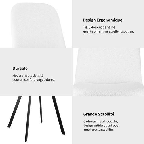 Lot De 2 Chaises - Housse Teddy Douce, Pieds Métal - Confort Optimal