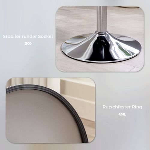 Tabouret De Bar Réglable Et Pivotant 360° - Tissu Corde Blanc - Repose-pieds - Structure Métal