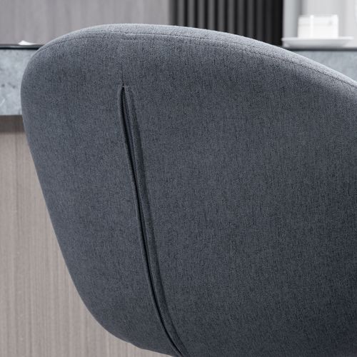 Tabouret De Bar - Réglable, Dossier - Tissu Lin Gris