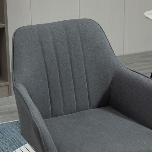Lot De 2 Chaises - Housse Lin Respirante Gris Foncé, Accoudoirs - Confort