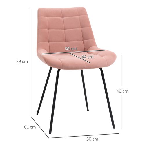 Lot De 2 Chaises Rétro - Velours Rose, Structure Acier - Élégance