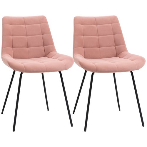 Lot De 2 Chaises Rétro - Velours Rose, Structure Acier - Élégance