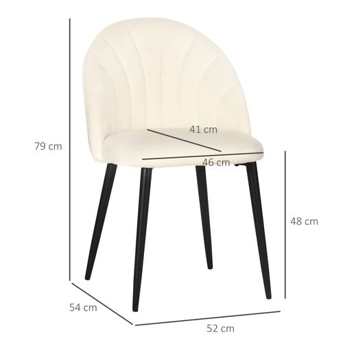 Lot De 2 Chaises - Velours Crème, Structure Acier - Confort Assuré