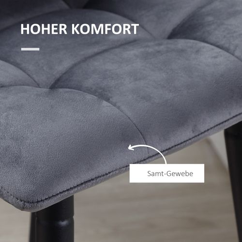 2 Tabourets De Bar Design Moderne - Velours Gris, Structure Stable - Sécurité Assurée