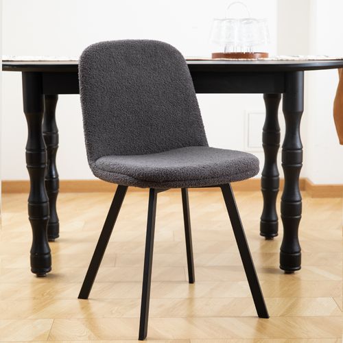 Lot De 2 Chaises - Housse Teddy Douce, Pieds Métal - Confort Optimal