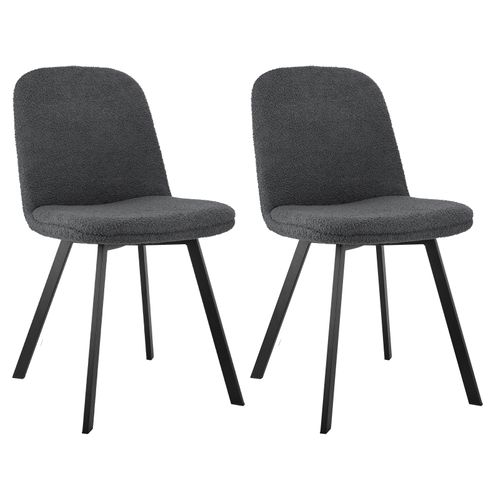 Lot De 2 Chaises - Housse Teddy Douce, Pieds Métal - Confort Optimal